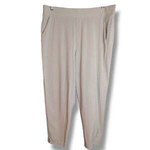 Athleta Brooklyn Ankle Pants Womens 16 Tan Pull On Tapered Leg Stretch Ribbed